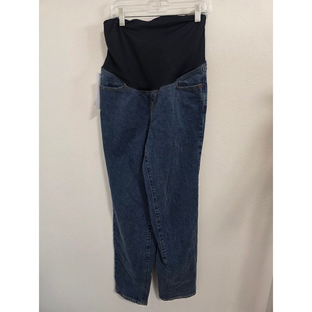 Isabel Maternity 90s Straight Leg Jeans Medium Wash Crossover Panel Size 6 NWT